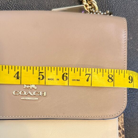 Coach Klare Blush Tan and Snakeskin Leather Crossbody Bag with chain - Picture 12 of 15